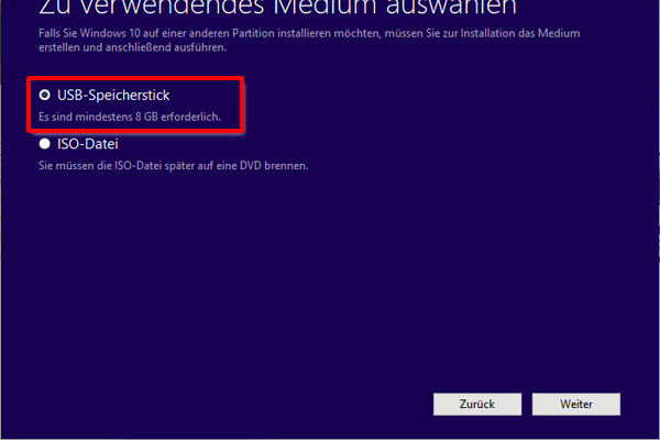 Windows 10 USB Stick erstellen