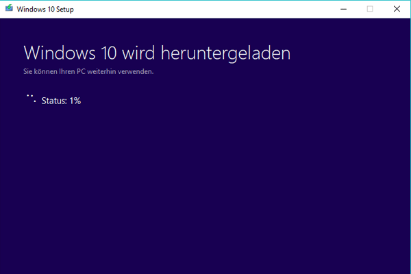 auf Herunterladen vom System Windows 10 warten