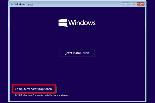 Windows 10 Computerreparaturoptionen