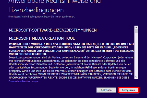 Installation vom System Windows 10 ausführen