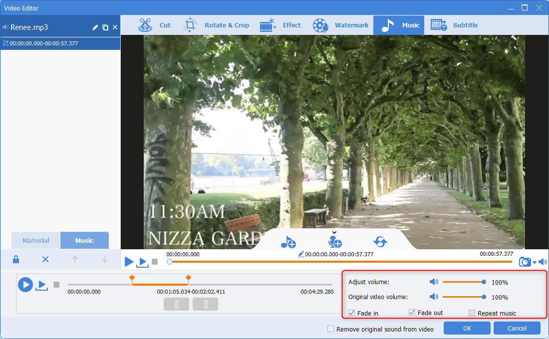 Fügen Sie mit Renee Video Editor Pro Hintergrundmusik zum Video hinzu