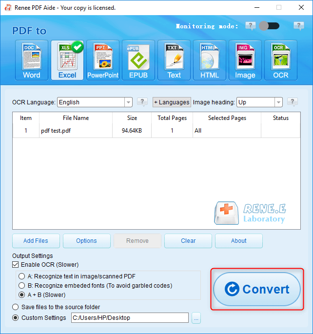 Konvertieren Sie PDF in Excel mit Renee PDF Aide
