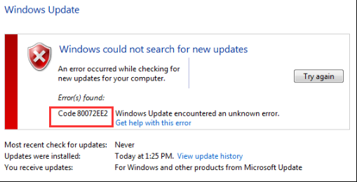 Windows-Update-Fehlercode 0x80072ee2