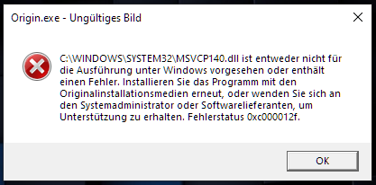 Bildfehler 0xc000012f