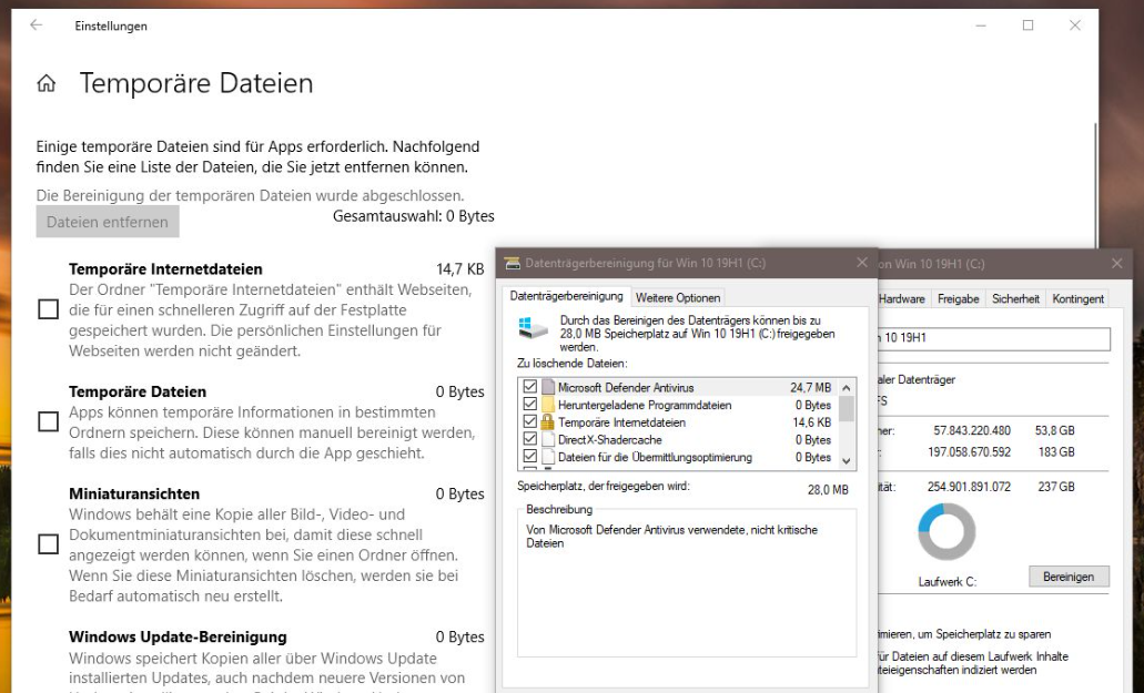 Bereinigung temporärer Dateien von Windows Update