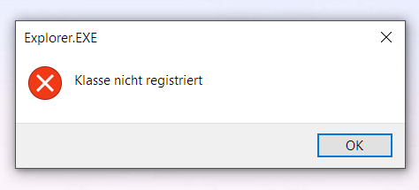 explorer.exe registriert keine Klasse