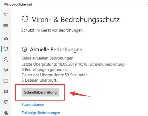 Schneller Scan Windows defender