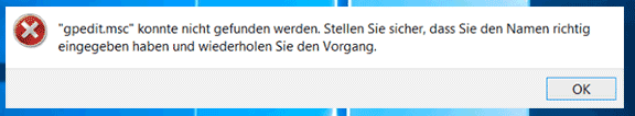 Windows kann die Datei gpedit.msc nicht finden