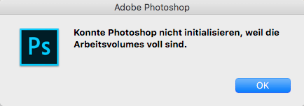 Photoshop-Arbeitsvolume voll