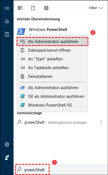 Führen Sie Powershell als Administrator aus