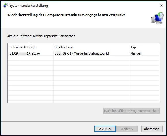 systemwiederherstellung windows 10