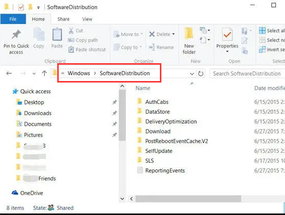 Benennen Sie den SoftwareDistribution-Ordner um