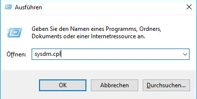 Führen Sie sysdm.cpl aus