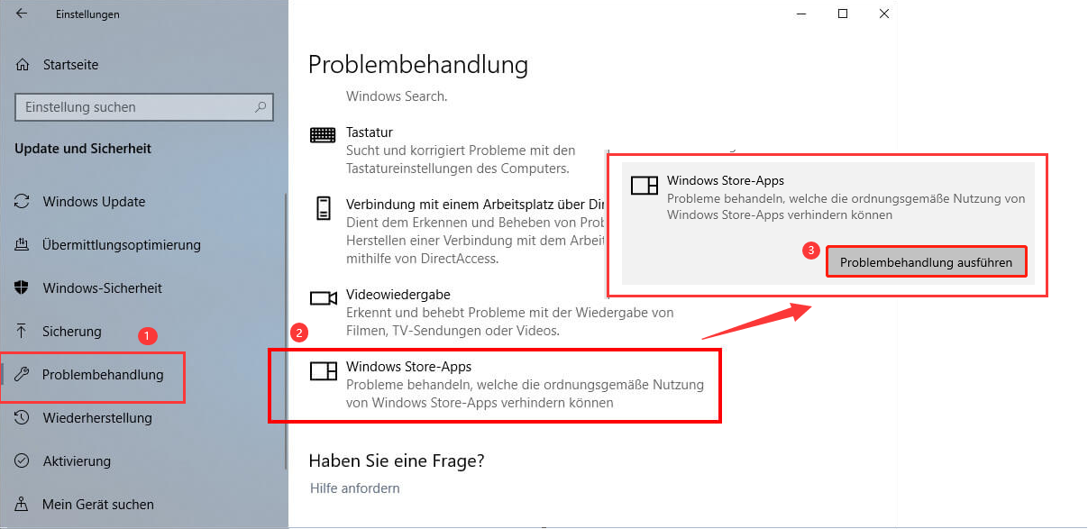 Microsoft store-apps Führen Sie die Fehlerbehebung aus