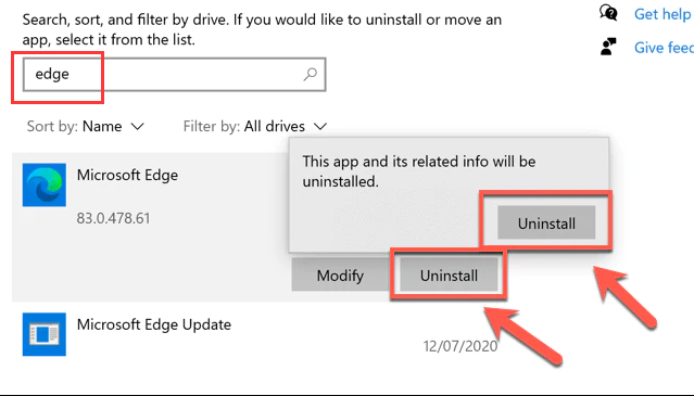 Microsoft Edge deinstallieren app