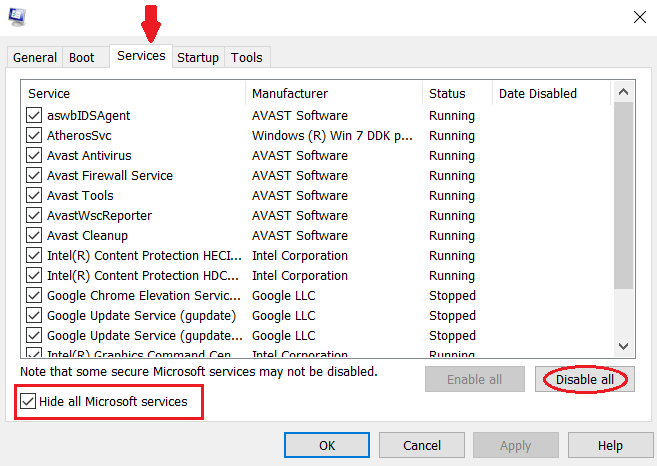 Verstecke alle Microsoft-Dienste