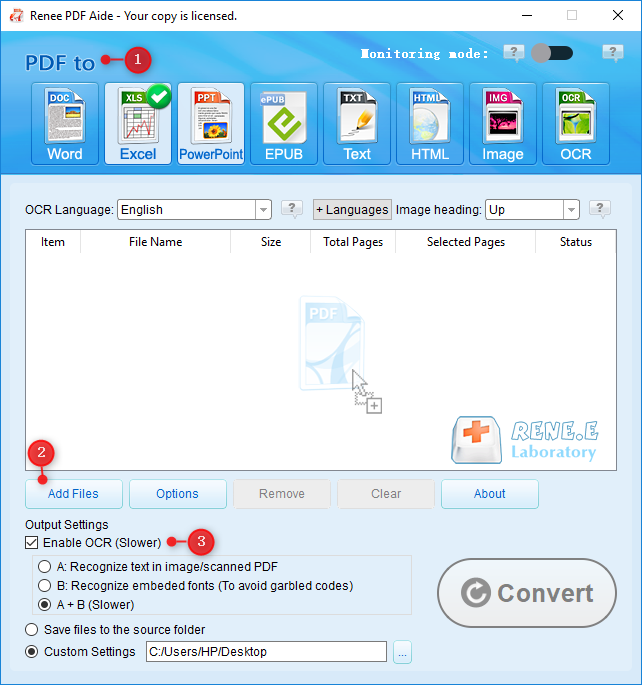 Konvertieren Sie PDF in Excel mit Renee PDF Aide