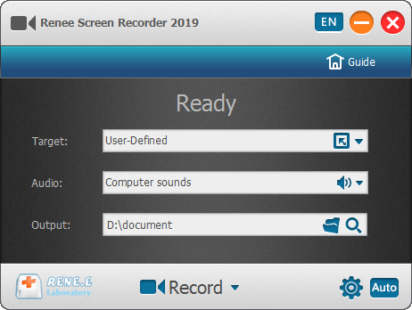 Bildschirmrekorder-Einstellungen in Renee Video Editor Pro