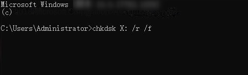 Geben Sie den Befehl chkdsk ein