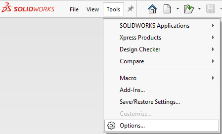 Öffnen Sie die SolidWorks-Optionsleiste