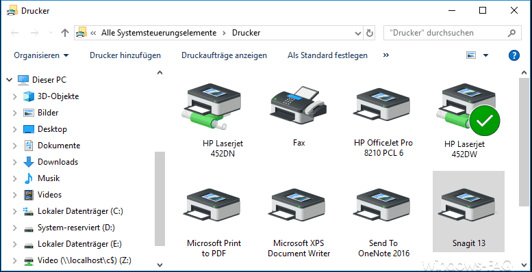 Ausrüstung und Drucker Windows