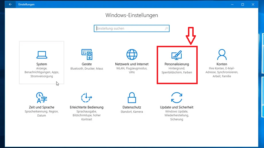 Personalisierung der Windows-Einstellungen