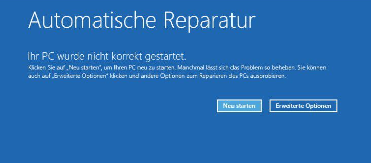 Erweiterte Optionen für die automatische Reparatur