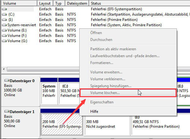 EFI-Partition kann nicht gelöscht werden