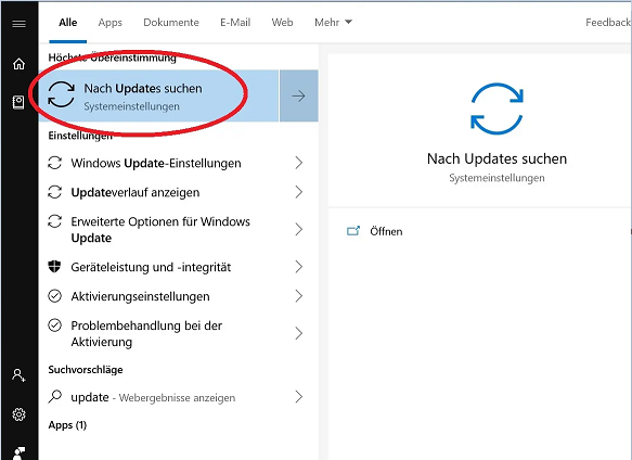 Suche nach Updates