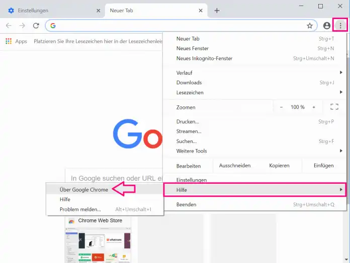 Chrome Browser helfen aktualisieren