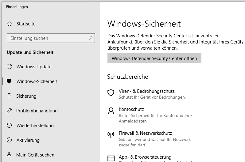 windows sicherheit