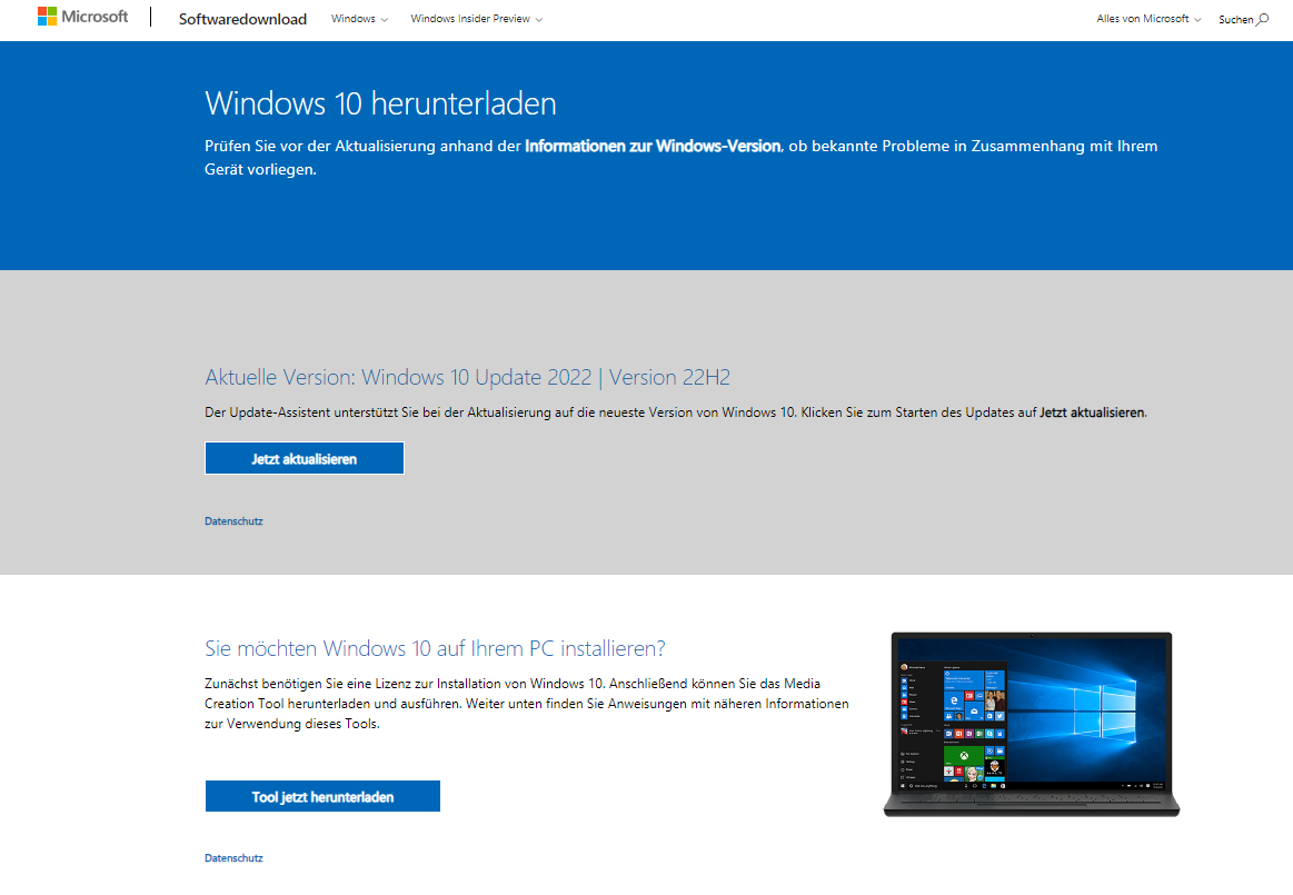 Laden Sie Windows 10 herunter