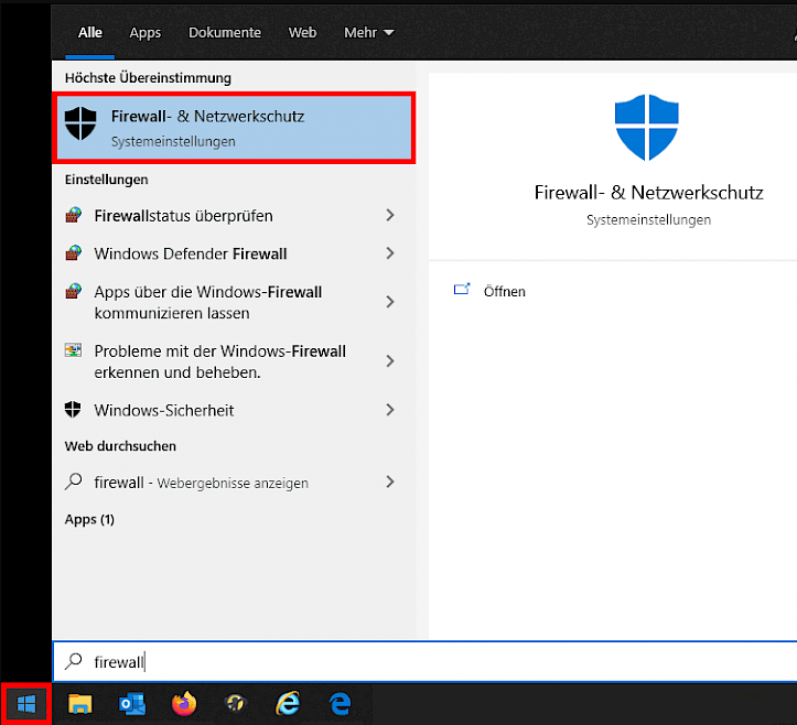 Firewall öffnen Windows