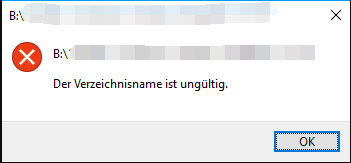 Ungültiger Verzeichnisname