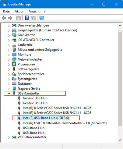 Gerätemanager, (Universal Serial Bus Controller).