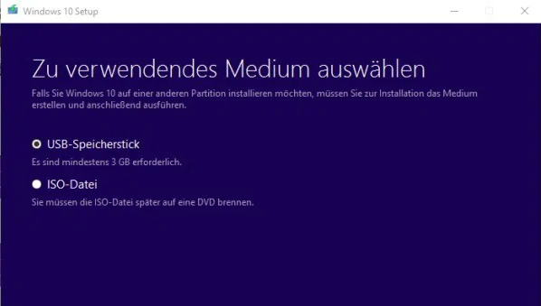 ISO-Download durchführen und USB-Stick auswählen