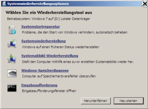 Windows 7-Installation, reparieren Sie Ihren Computer
