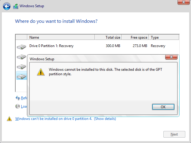 Windows kann nicht installiert werden