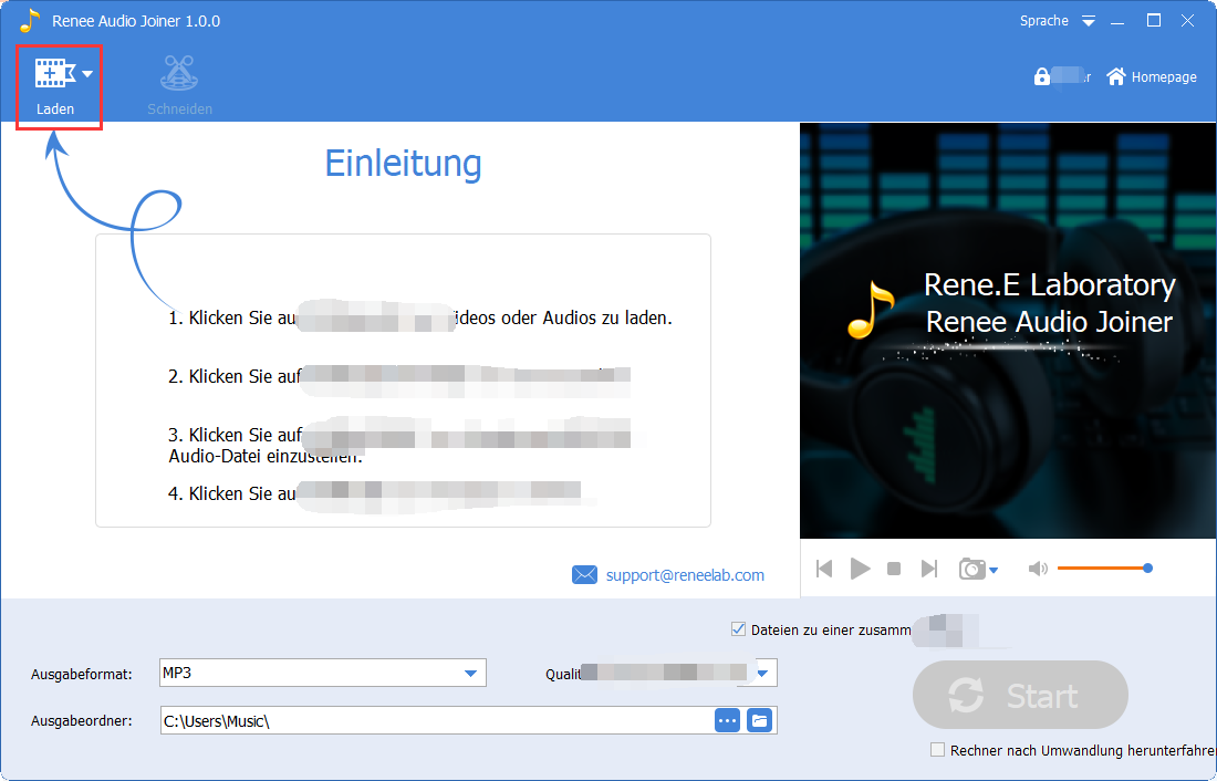 mp3-Dateien in renee audio tools hinzufügen