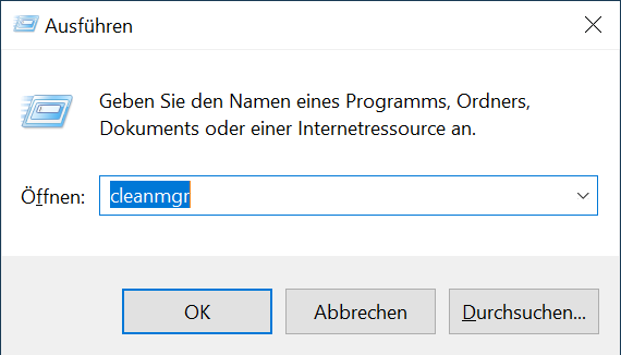 öffnen Sie das Ausführungsfenster und geben Sie den Befehl (cleanmgr)