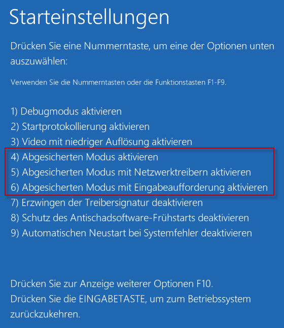 windows 10 abgesicherter modus