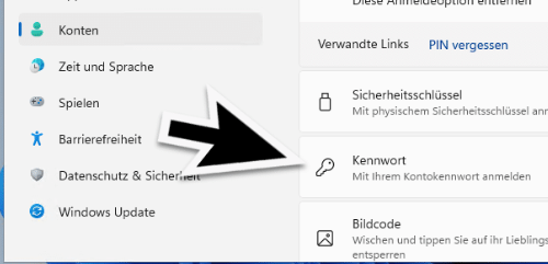 windows 11 Wählen Sie die Leiste mit den Anmeldeoptionen