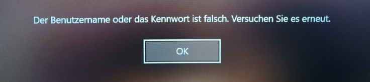 Falsches Passwort Windows 10