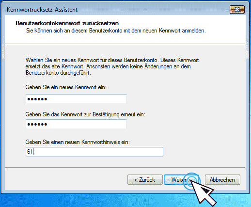 Windows-Assistent zum Zurücksetzen von Passwörtern