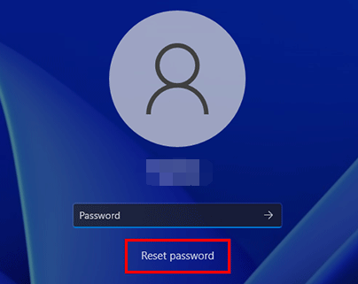 Klicken Sie auf die Schaltfläche Passwort zurücksetzen