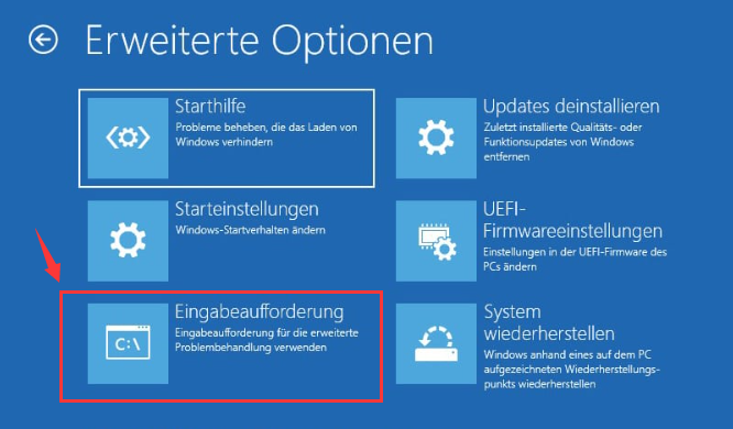 Erweiterte Optionen Startreparatur windows 10