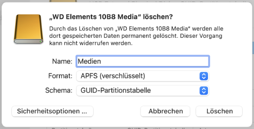 So löschen Sie ein verschlüsseltes Mac-Volume