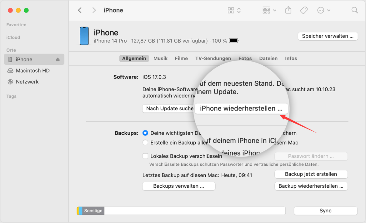 iPhone in iTunes wiederherstellen