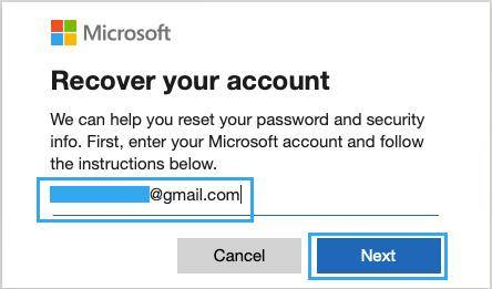 Account.live.com zum Zurücksetzen des Microsoft-Kontokennworts