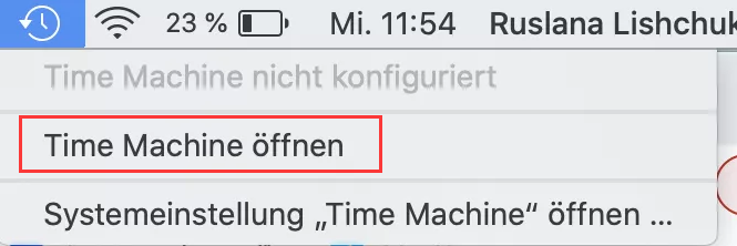 time machine offnen